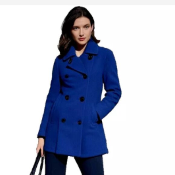 L.L. Bean Jackets & Blazers - L.L. Bean Peacoat Jacket Women Sz Small Fleece Double Breasted Periwinkle Violet